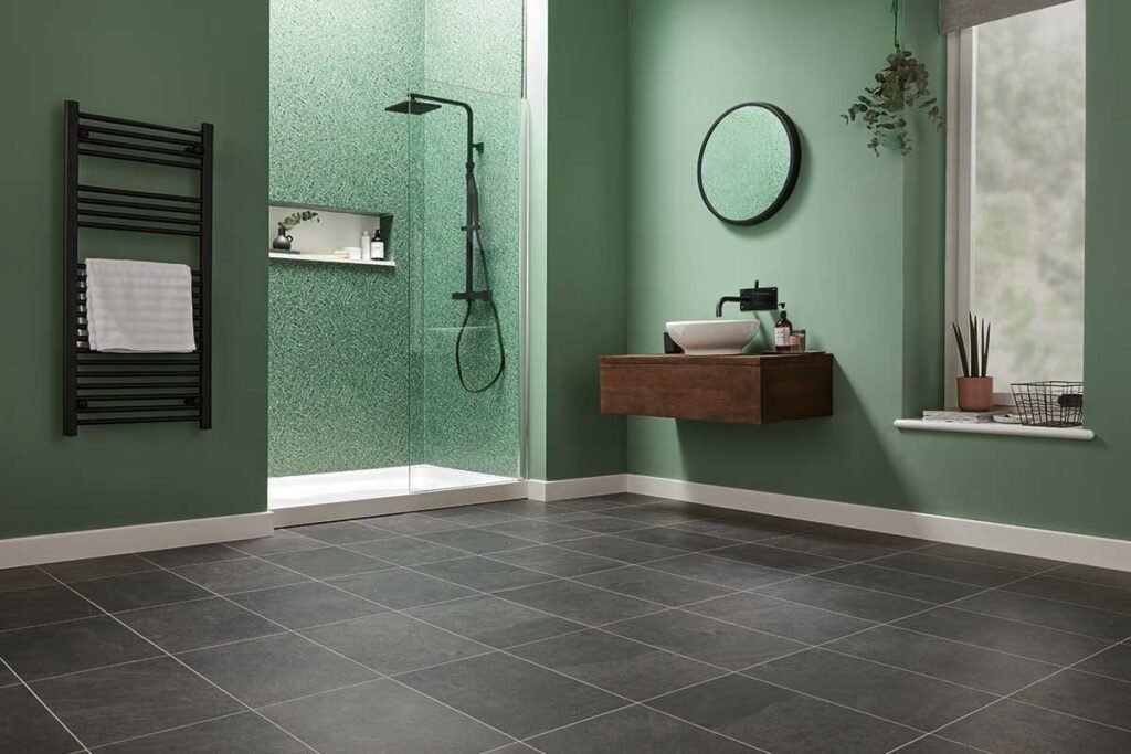 Black Riven Slate Gluedown Luxury Vinyl Tile