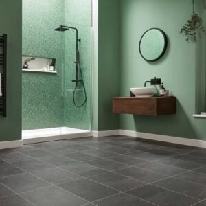 Black Riven Slate Gluedown Luxury Vinyl Tile