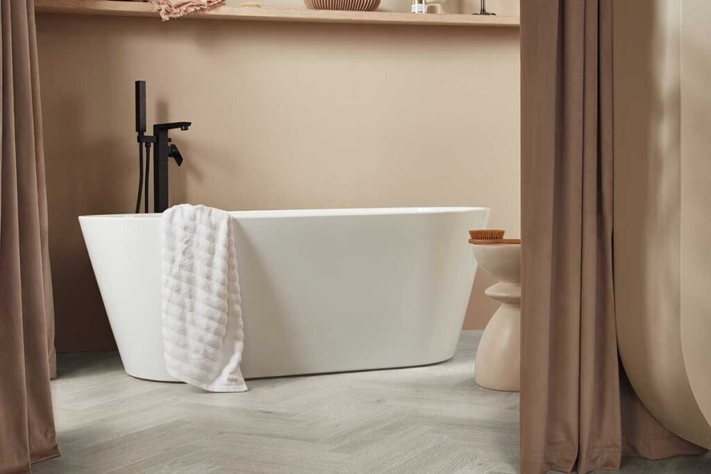 Clay Artisan Oak Gluedown Herringbone Luxury Vinyl