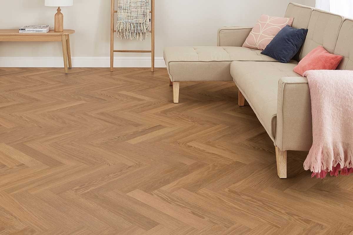 Honey Limed Oak Gluedown Herringbone LVT