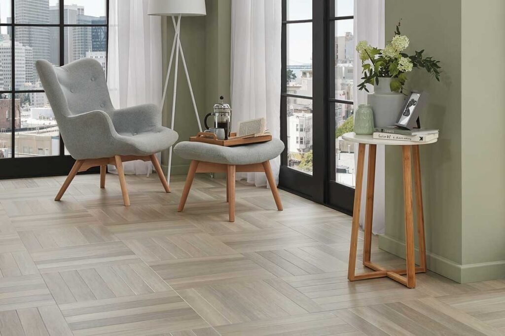 Glacier Oak Gluedown Herringbone LVT