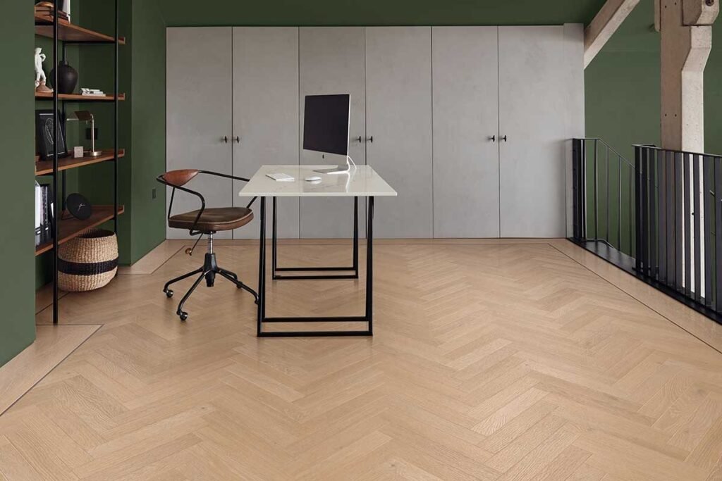 Golden Artisan Oak Gluedown Herringbone Luxury Vinyl