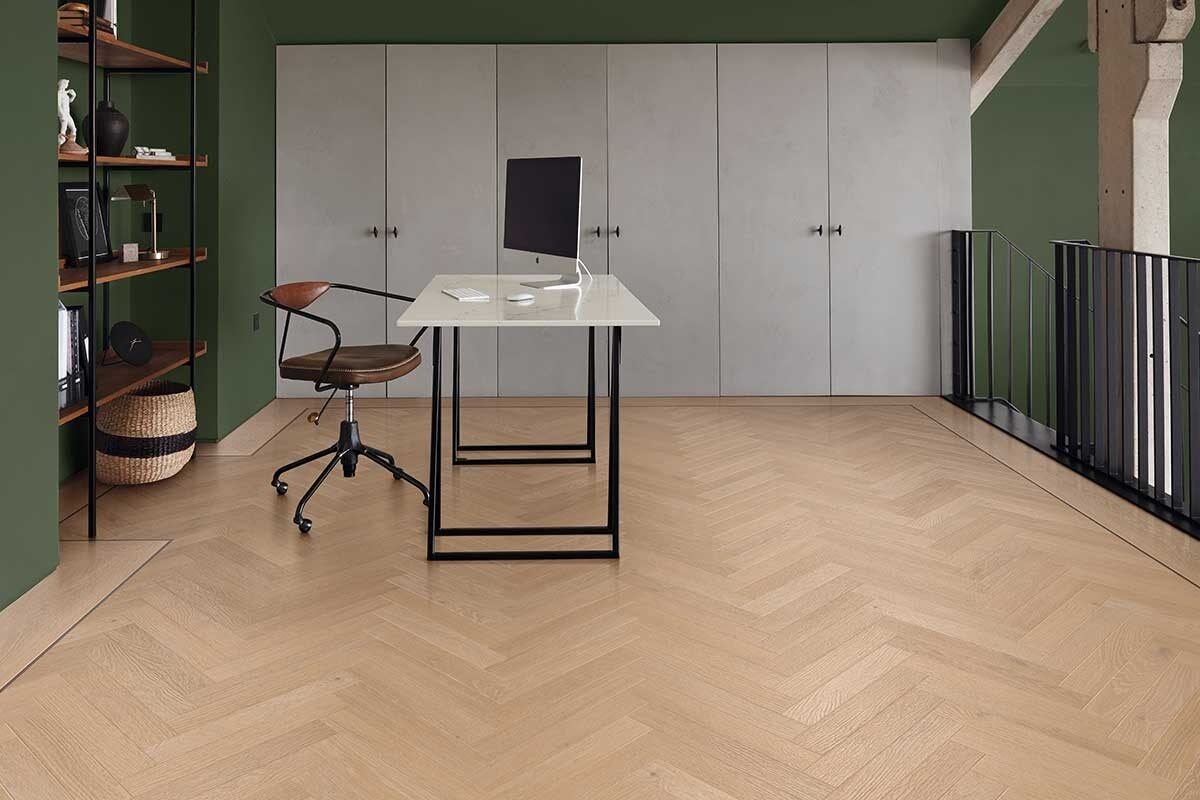 Golden Artisan Oak Gluedown Herringbone Luxury Vinyl