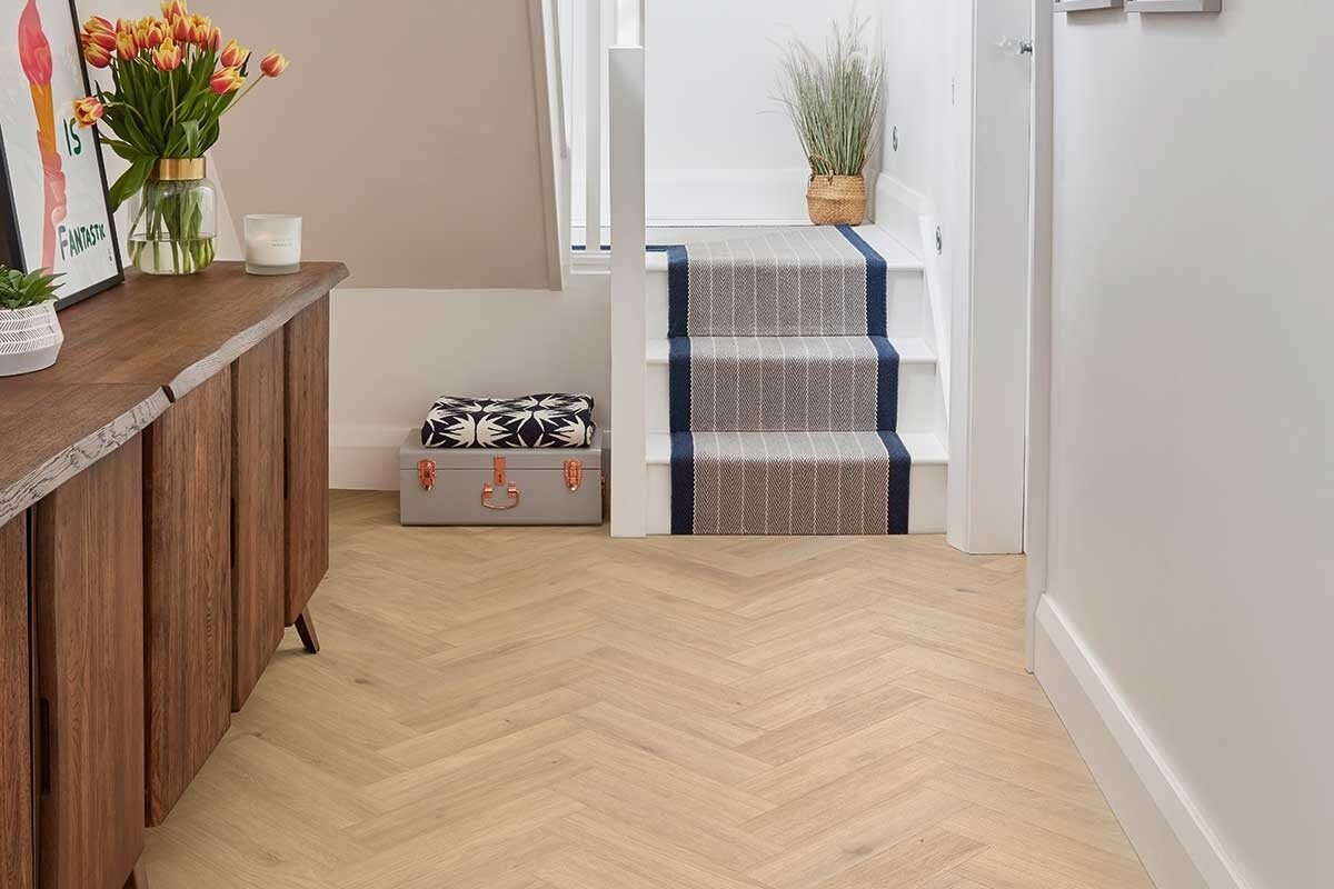 Canadian Nude Oak Gluedown Herringbone LVT