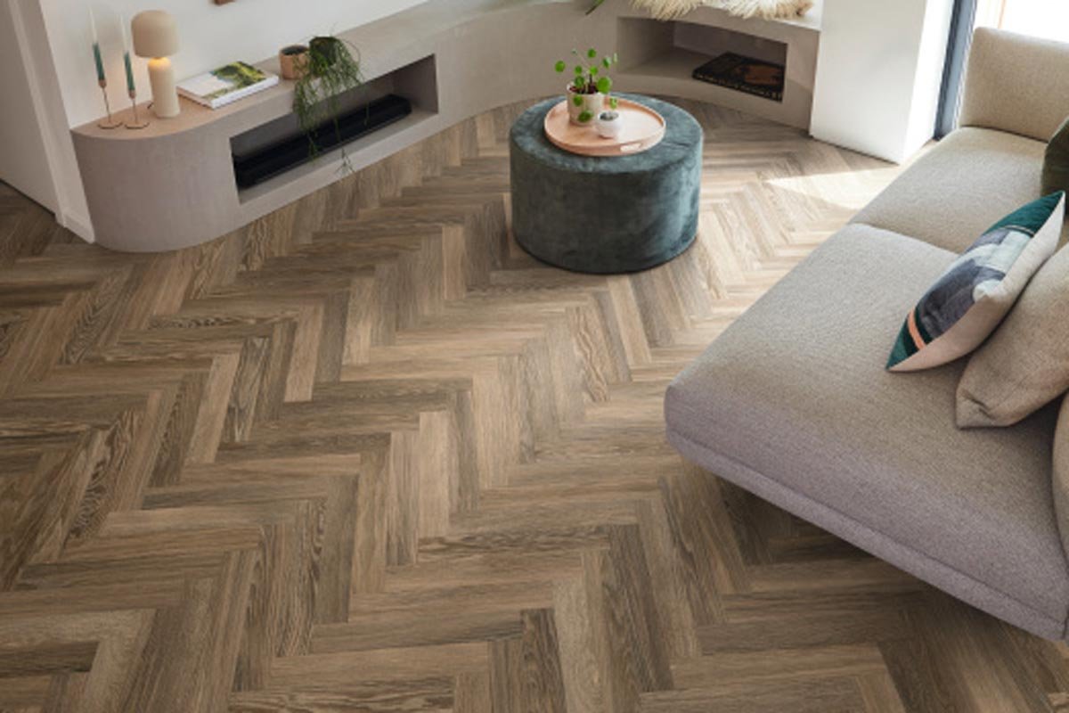 Cocoa Limed Oak Gluedown Herringbone