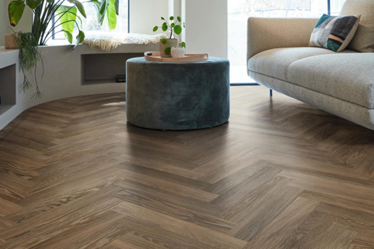 Cocoa Limed Oak Gluedown Herringbone