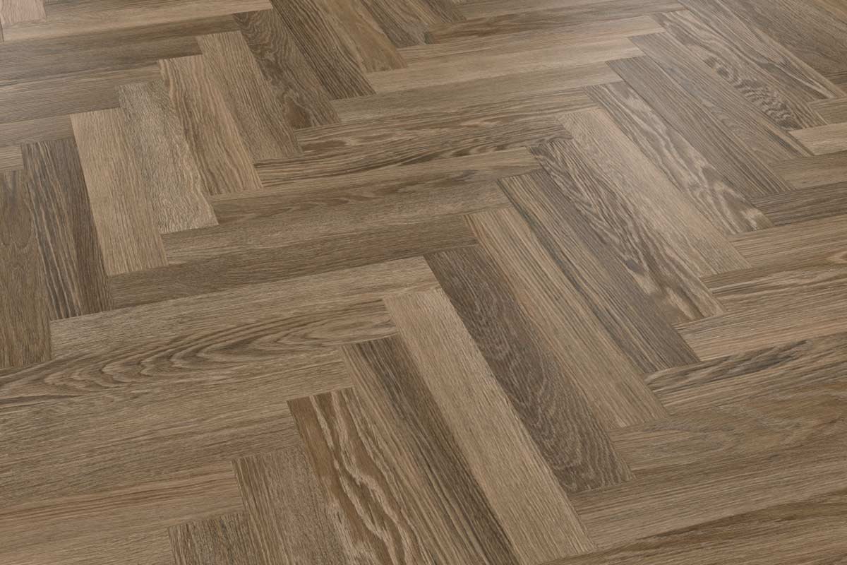 Cocoa Limed Oak Gluedown Herringbone