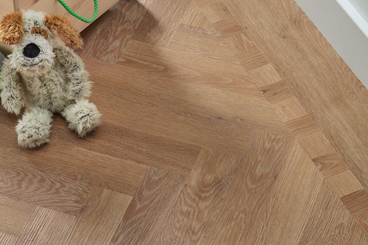 Pale Limed Oak Gluedown Herringbone
