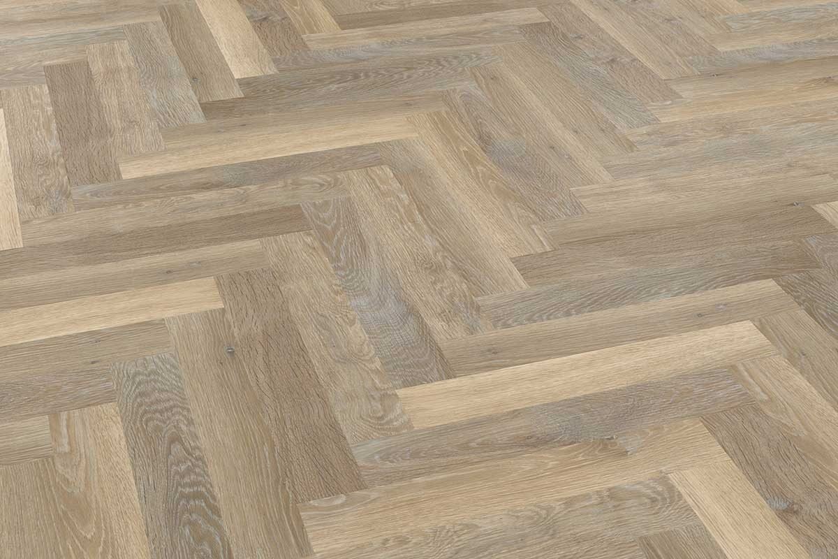 Lime Washed Oak Gluedown Herringbone